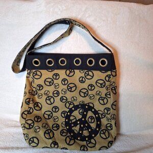 Large Open Peace Sign Shoulder Handbag